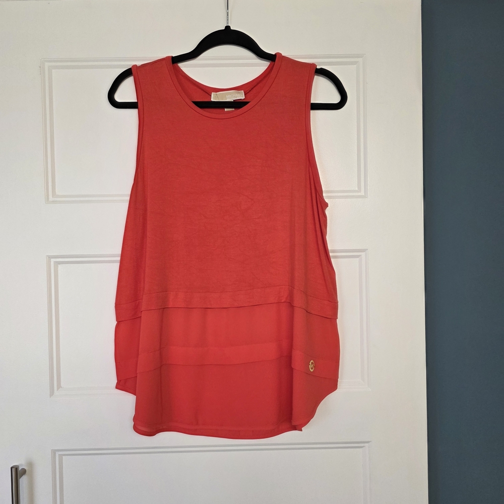 Michael Kors Vibrant Red Layered Tank Top